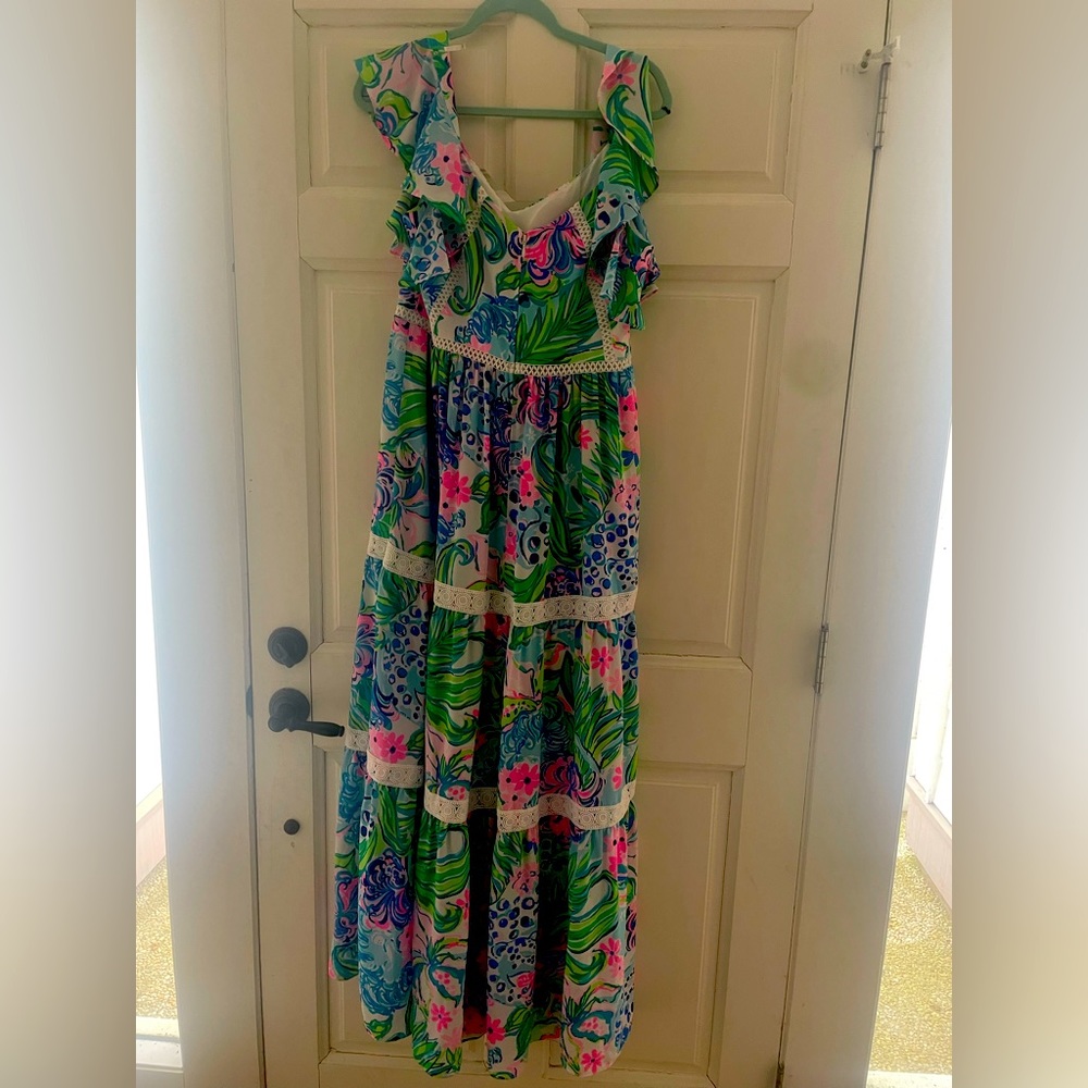NWT Lilly Pulitzer Ivie maxi dress Size 12 KITTEN AROUND